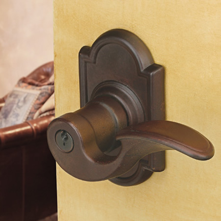 Emtek Lost Wax Bronze Siena Key-In Leverset (SN) - Click Image to Close