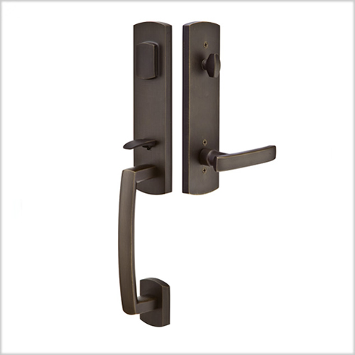 Emtek Sandcast Bronze Logan Handleset Emtek Sandcast Bronze Logan Handleset